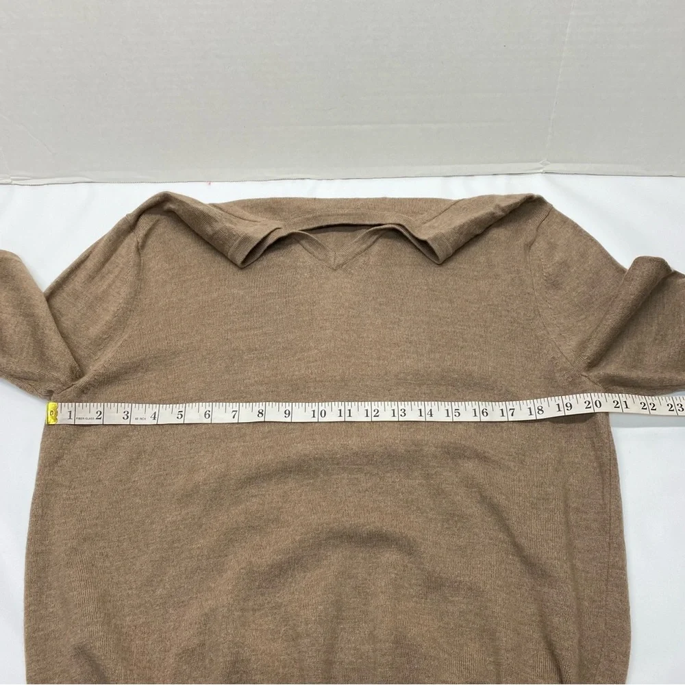 Express Mens Merino Wool XL Tan Sweater V Neck Pullover Modern Fit Grandpa